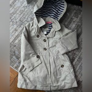 New Oshkosh Girls Trent, Rain Coat, Beige Toddler 3T